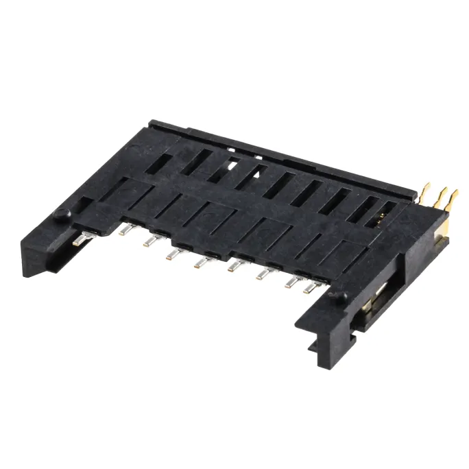 Yamaichi 9 Way Right Angle SD Card Memory Card Connector With Solder Termination - 600 Piece Reel