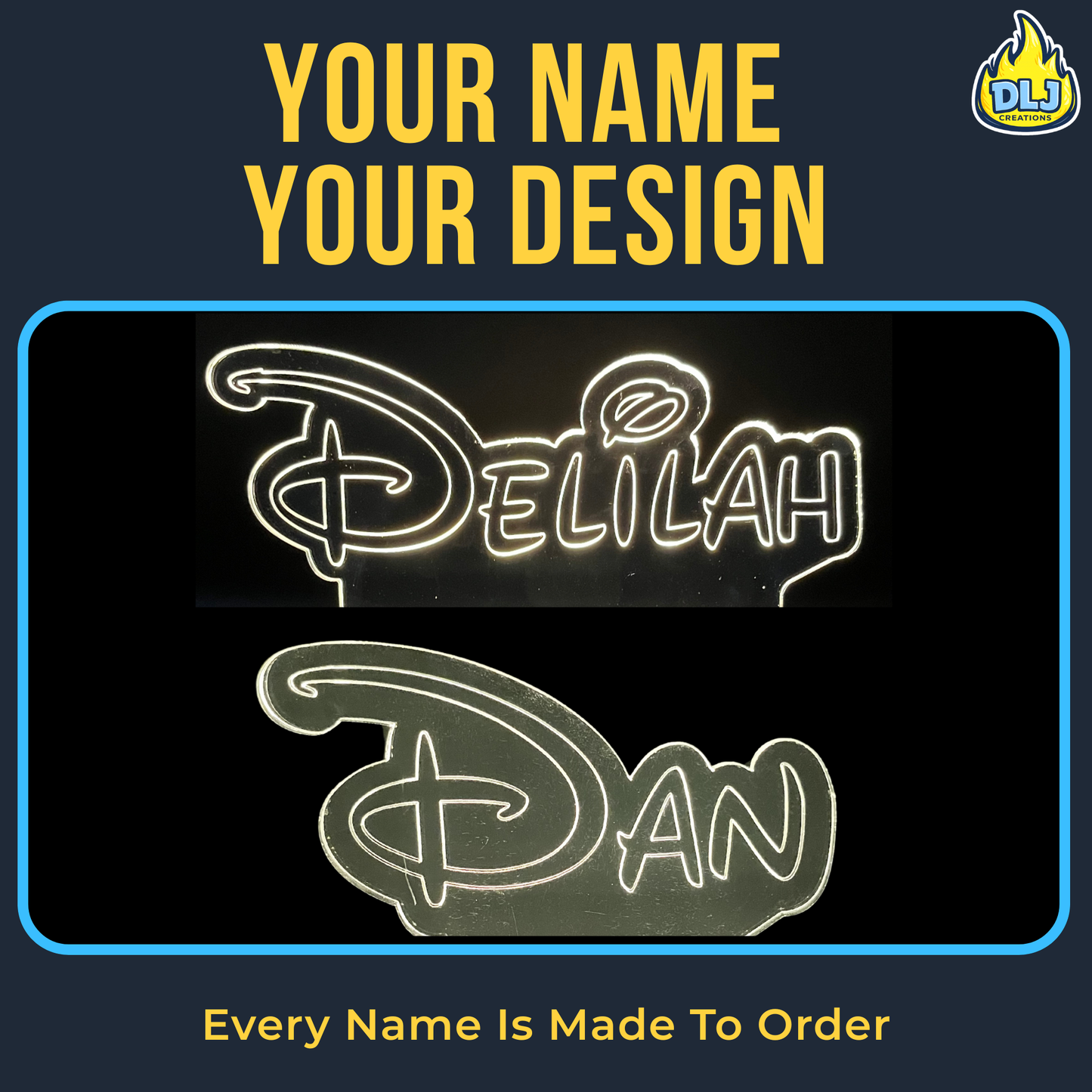 Personalised Disney Style LED Name Sign | Custom Acrylic Night Light | Kids Bedroom & Desk Decor Lamp