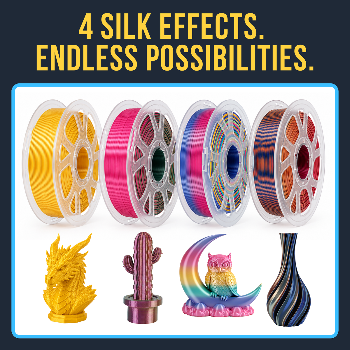 Silk PLA 3D Printer Filament 1.75mm – 1kg Spool