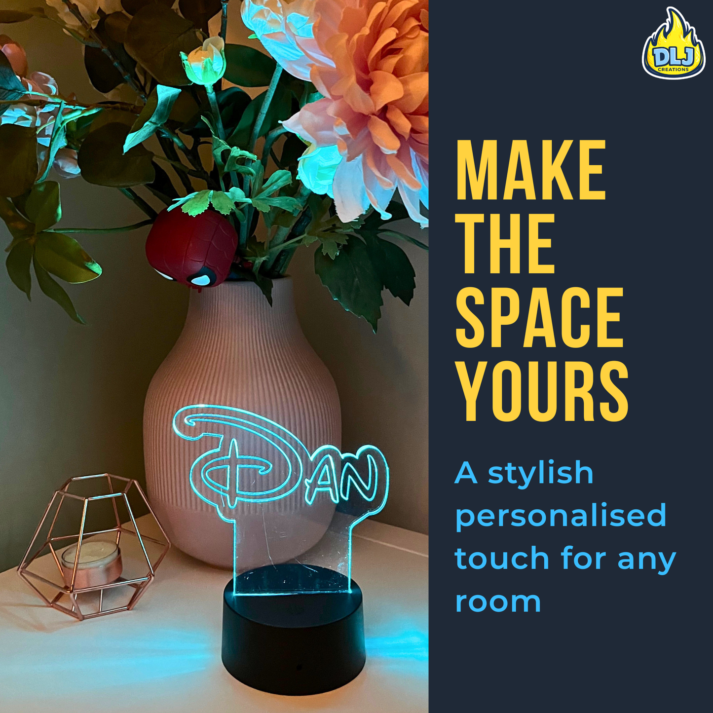 Personalised Disney Style LED Name Sign | Custom Acrylic Night Light | Kids Bedroom & Desk Decor Lamp