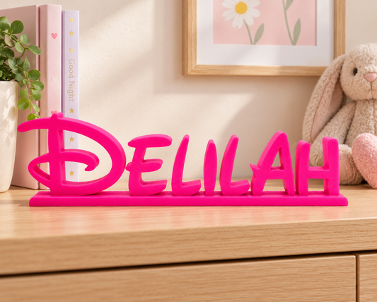 Personalised Disney Style 3D Printed Desk Name Sign | Custom Name Plaque | Kids Bedroom & Desk Decor