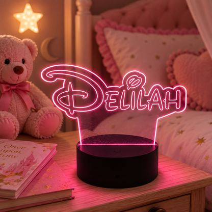 Personalised Disney Style LED Name Sign | Custom Acrylic Night Light | Kids Bedroom & Desk Decor Lamp
