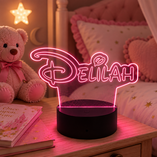 Personalised Disney Style LED Name Sign | Custom Acrylic Night Light | Kids Bedroom & Desk Decor Lamp
