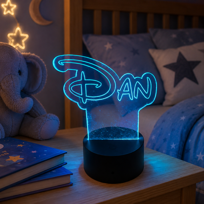 Personalised Disney Style LED Name Sign | Custom Acrylic Night Light | Kids Bedroom & Desk Decor Lamp